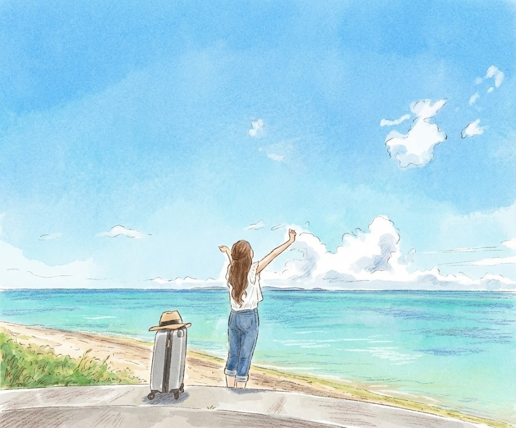 Woman traveling with suitcase